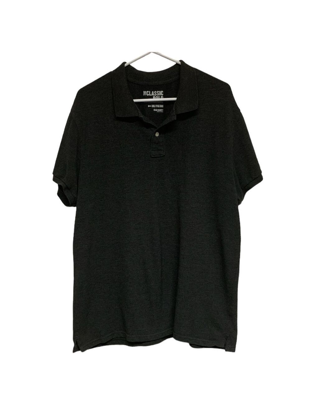 Old Navy dark charcoal grey gray classic collar polo short sleeve mens 2XL XXL